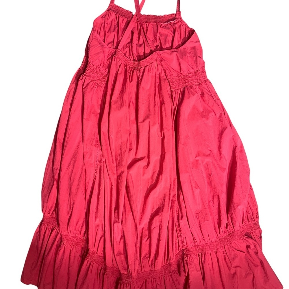 Anthropologie Red Ruched Ruffled Midi Dress - Picture 2 of 9